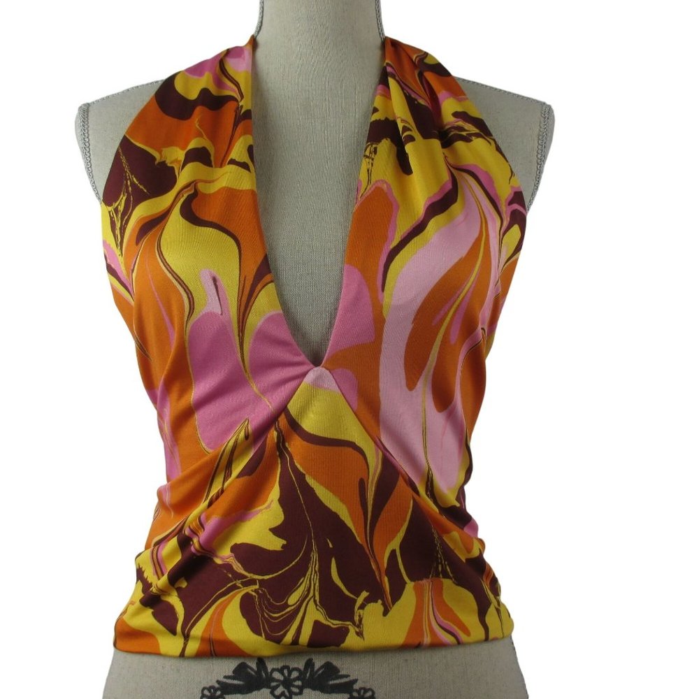 Eloquii Colorful Boho Halter Top Size 18/20 2X New $64 Retro 70s Feel Hippie